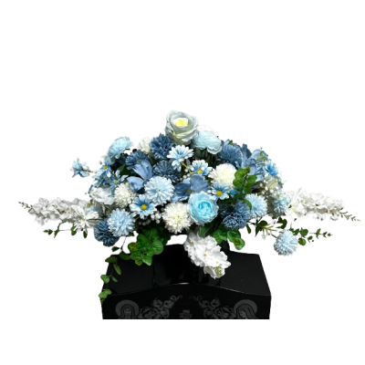 Forever Blue Cemetery Saddle Flower (CS88) | Casket Factory | Woode...