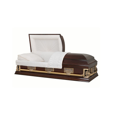 Canadian Mahogany Wood Pieta Casket (CH118) Toronto Wood Casket Store