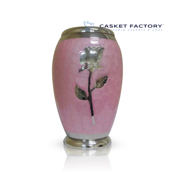 Forever Pink Rose Metal Urn (SH110)