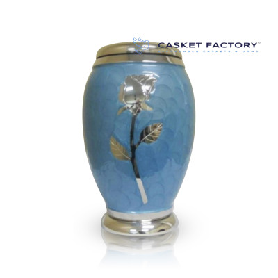 Sky Blue Rose Metal Urn (SH111) | Casket Factory | Wooden and Steel...