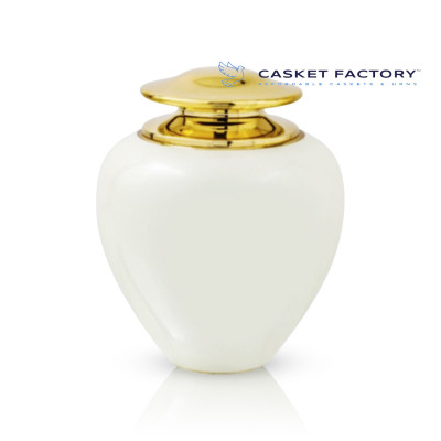 White Pearl Brass Urn (SH140) | Casket Factory | Wooden and Steel C...