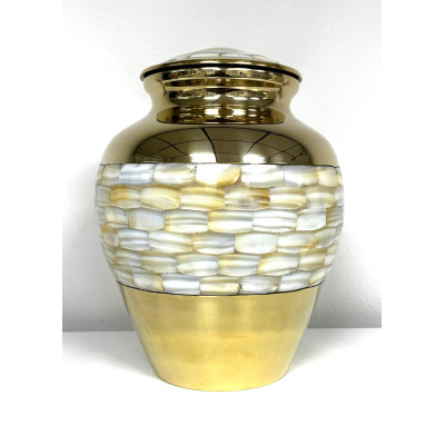 Mother of Pearl Brass Urn (SH147) | Casket Factory | Wooden and Ste...
