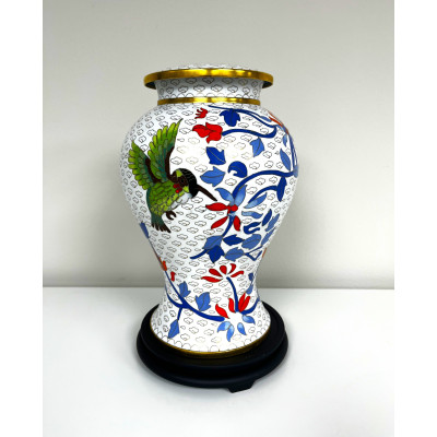White Blossom Cloisonne Urn (CU94) | Casket Factory | Wooden and St...